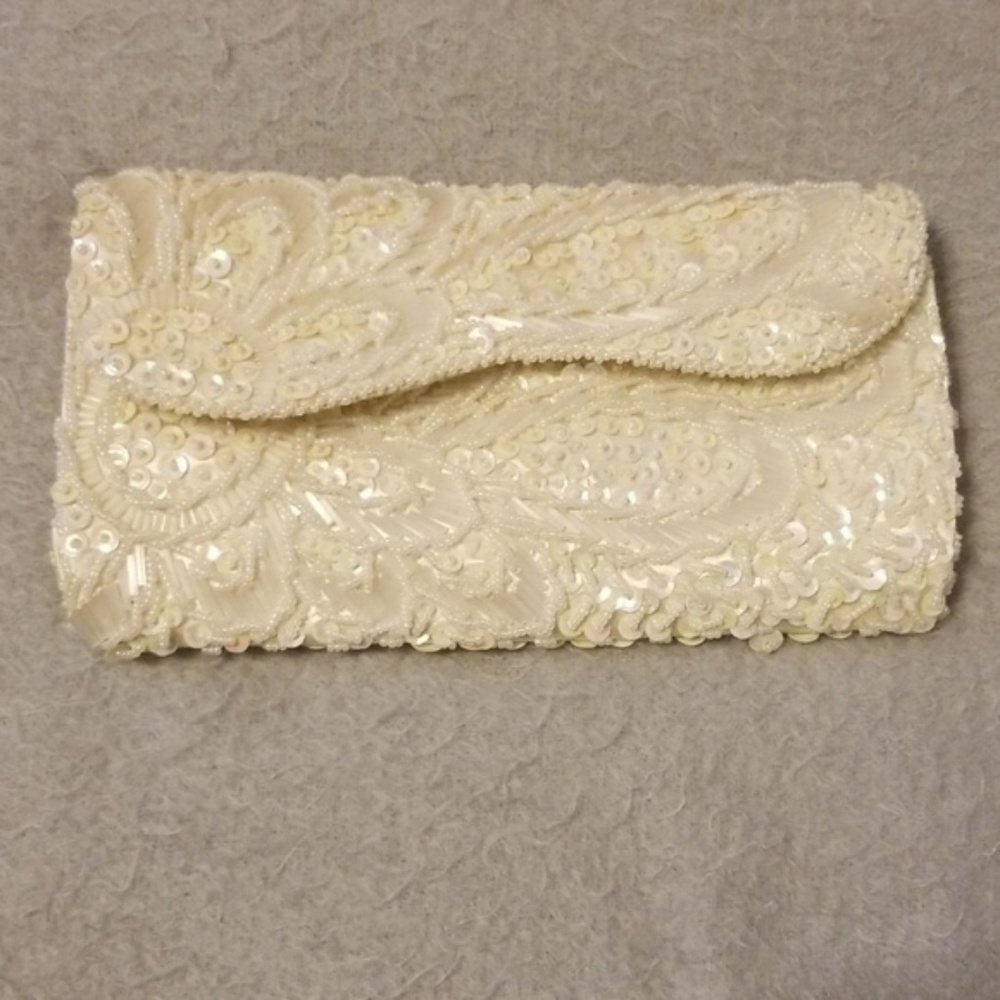 Vintage Hand Beaded Clutch or Purse w/ Chain strap